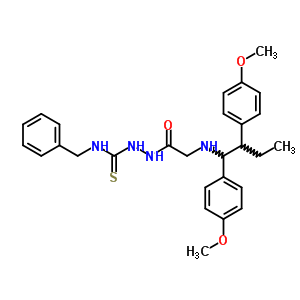 Glycine,n-[1,2-bis(4-methoxyphenyl)butyl]-,2-[[(phenylmethyl)amino]thioxomethyl]hydrazide Structure,79806-37-4Structure