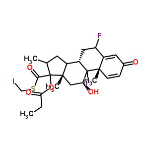 5-碘甲基6alpha,9alpha-二氟-11beta-羥基-16alpha-甲基-3-氧代-17alpha-(丙酰氧基)-雄甾-1,4-二烯-17beta-硫代甲酸酯結構式_80474-67-5結構式