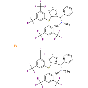 (1S,1s)-1,1-雙[雙[3,5-雙(三氟甲基)苯基]膦]-2,2-雙[(s)-(二甲基氨基)苯基甲基]二茂鐵結(jié)構(gòu)式_849925-10-6結(jié)構(gòu)式