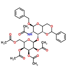 Benzyl 2-acetamido-2-deoxy-4,6-o-benzylidene-3-o-(2’,3’,4’,6’-tetra-o-acetyl-beta-d-galactopyranosyl)-alpha-d-galactopyranoside Structure,86327-84-6Structure