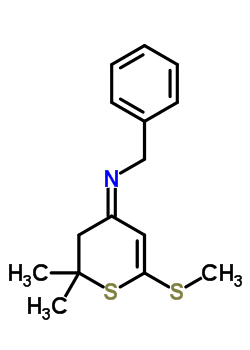 苯甲胺N-[2,3-二氫-2,2-二甲基-6-(甲基硫代)-4H-硫代吡喃-4-基]-苯甲胺氫碘酸結(jié)構(gòu)式_86795-66-6結(jié)構(gòu)式