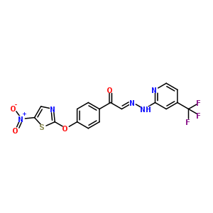 1-[4-[(5-硝基-2-噻唑)氧基]苯基]-乙酮-2-[4-(三氟甲基)-2-吡啶]肼酮結(jié)構(gòu)式_883047-84-5結(jié)構(gòu)式