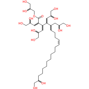 (Z)-2,3,4,5-四甘油-20,21-二羥基-二十一碳-9-烯酸甘油酯結(jié)構(gòu)式_9007-48-1結(jié)構(gòu)式