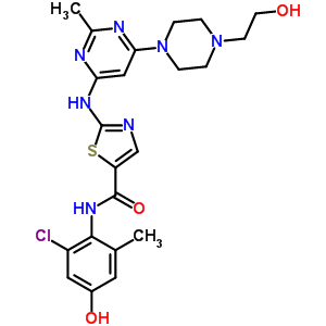 N-(2-氯-4-羥基-6-甲基苯基)-2-({6-[4-(2-羥基乙基)-1-哌嗪基]-2-甲基-4-嘧啶基}氨基)-1,3-噻唑-5-甲酰胺結(jié)構(gòu)式_910297-57-3結(jié)構(gòu)式