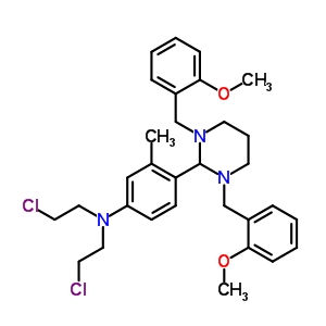 N,N-雙(2-氯乙基)-4-[六氫-1,3-雙[(2-甲氧基苯基)甲基]-2-嘧啶]-3-甲基-苯胺結(jié)構(gòu)式_916-32-5結(jié)構(gòu)式