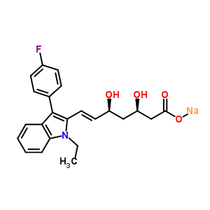 鈉(3R,5S,6E)-7-[1-乙基-3-(4-氟苯基)-1H-吲哚-2-基]-3,5-二羥基-6-庚烯酸酯結(jié)構(gòu)式_93936-64-2結(jié)構(gòu)式